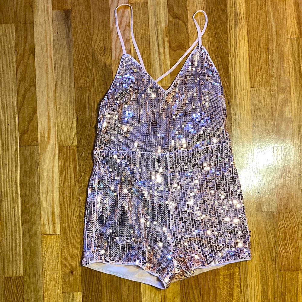 Super cute rose gold sequined romper by Forever 21 - never been worn!